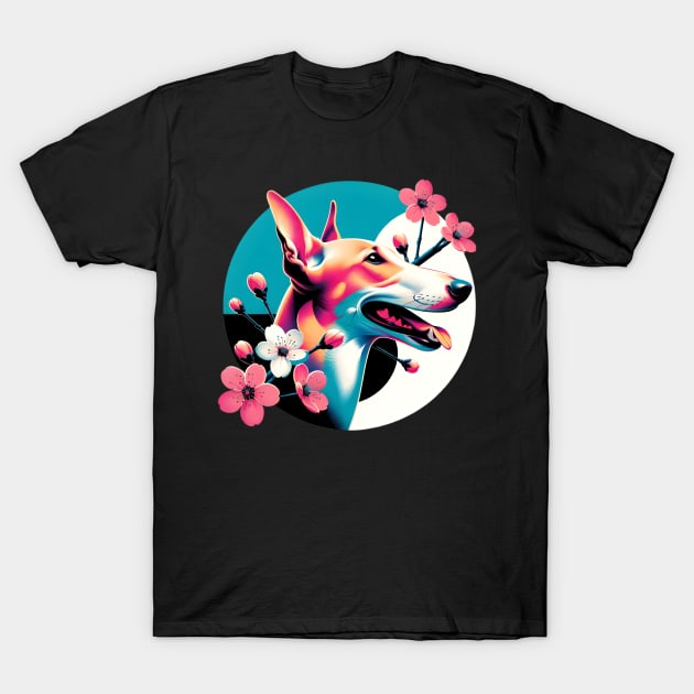 Joyful Ibizan Hound Amidst Spring Cherry Blossoms T-Shirt by ArtRUs